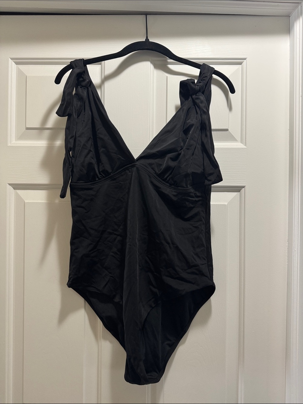 Swimsuits For All Black One-Piece with Tie Shoulder Straps